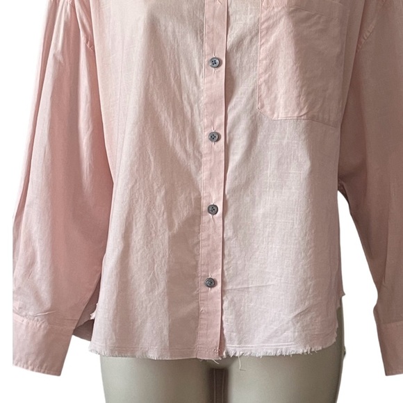 ATM Anthony Thomas Melillo Crosshatch Cotton Button-Down Shirt LARGE Pink Raw - Picture 4 of 11